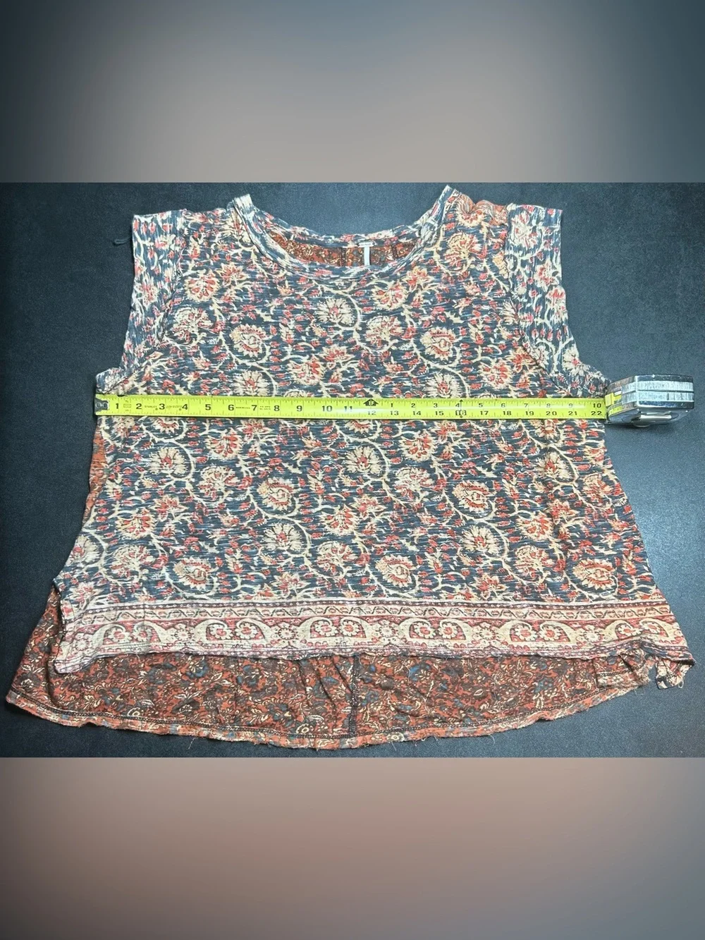 We The Free People Women’s Size S High Tide Rust Floral Paisley Cap Sleeve Top